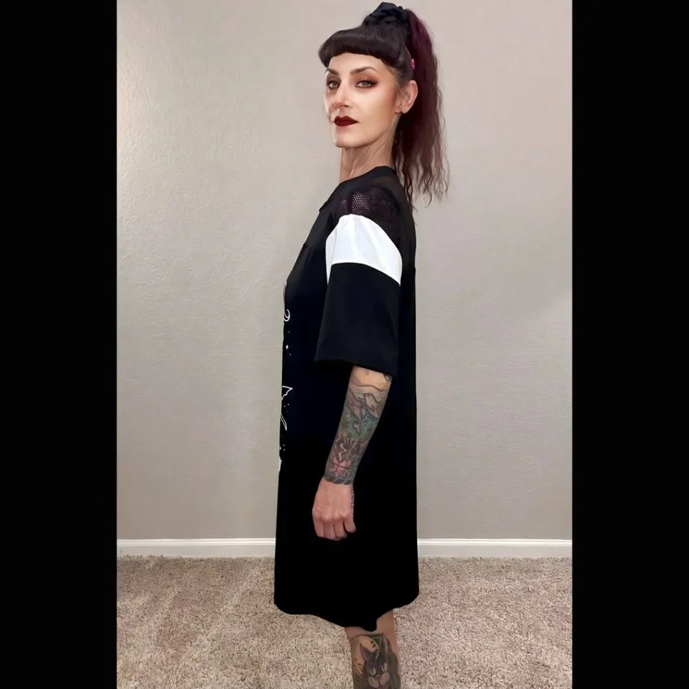 NWOT Killstar Nightrider Dress Witch Tunic Goth Punk Whimsgoth Black & White L - Picture 8 of 14